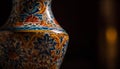 An ornate, ancient Turkish vase with a floral pattern decoration generated by AI