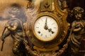 Ornate Antique Bronze Mantel Clock with Cherub Sculptures Royalty Free Stock Photo
