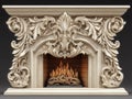 ornate antique fireplace mantel Royalty Free Stock Photo