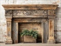 ornate antique fireplace mantel Royalty Free Stock Photo