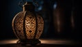 Ornate antique lantern illuminates dark Arabic night generated by AI Royalty Free Stock Photo