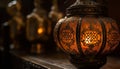 Ornate antique lantern illuminates dark arabic night outdoors generated by AI Royalty Free Stock Photo