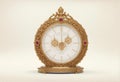 Ornate Antique Mantel Clock with Gold Frame and Ruby Accents - Detailed 3D Render Royalty Free Stock Photo