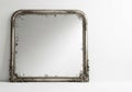 Ornate antique mirror with decorative silver frame Royalty Free Stock Photo