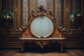 An ornate antique mirror with an elaborately carved frame Royalty Free Stock Photo