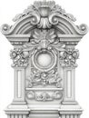 Ornate Architectural Pediment 3D Model Wireframe Render Royalty Free Stock Photo