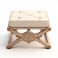 Ornate Architectural Style Stool Ottoman On White Background