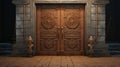 Ornate Asian-inspired Door With Realistic Detailing And Cinematic Background