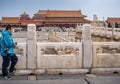 Ornate balustrades and open courtyard around the Hall of Supreme Harmony Taihedian Royalty Free Stock Photo