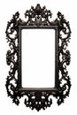 Ornate baroque black frame isolated on white background. Intricate rococo frame with copy space. Concept of vintage Royalty Free Stock Photo