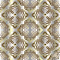 Ornate Baroque vector 3d seamless pattern. Silver ornamental antique background. Vintage baroque Victorian style Damask Royalty Free Stock Photo