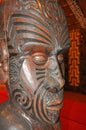 Carved interior of a Maori meeting house Royalty Free Stock Photo