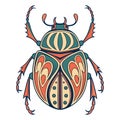 Ornate beetle flat design isolated on white background Royalty Free Stock Photo