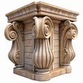 Ornate Beige Classical Architectural Column Design with Intricate Carvings and Spiral Patterns Royalty Free Stock Photo