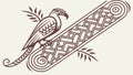Ornate Bird Design, Intricate Feather Scroll Pattern, vector design Generative AI Royalty Free Stock Photo