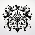 Ornate Black Floral Design: A Revival Of Baroque Realism And Decorative Arts