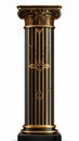 Ornate Black and Gold Column Featuring Ancient Architectural Design and Geometric Patterns Royalty Free Stock Photo
