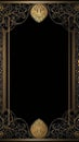 an ornate black and gold frame on a black background Royalty Free Stock Photo