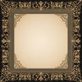 an ornate black and gold frame on a black background Royalty Free Stock Photo