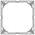 Ornate black square frame, corners. Royalty Free Stock Photo