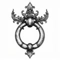 Ornate Black And White Circular Door Knocker Illustration Royalty Free Stock Photo