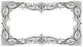 Ornate black and white decorative rectangular frame with floral motifs border vintage Royalty Free Stock Photo