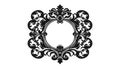 Ornate black and white frame featuring intricate, symmetrical scrol Royalty Free Stock Photo