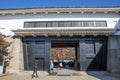 The ornate black and white Otemon entrance gate of Osaka Castle