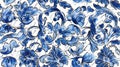 Ornate blue floral pattern on a light background, showcasing intricate designs and artistic elegance Royalty Free Stock Photo