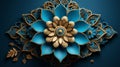 an ornate blue flower on a dark blue background Royalty Free Stock Photo