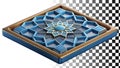 Ornate blue geometric tile pattern ceramic islamic art png transparent image Generative AI Royalty Free Stock Photo