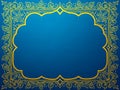 Ornate blue and gold frame featuring an intricate floral pattern, adding elegance to any artwork Royalty Free Stock Photo