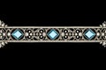 an ornate blue and white border with diamonds and pearls