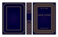 Ornate book cover and spine design. Old retro ornament frames. Royal Golden and dark blue style design. Vintage Border to be Royalty Free Stock Photo