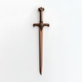 Ornate Bronze Sword on White Background Royalty Free Stock Photo