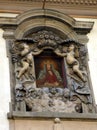 Ornate Building Facade, Icon and Angels, Prague