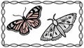 Ornate Butterflies in Decorative Framed Pair, vector design Generative AI Royalty Free Stock Photo