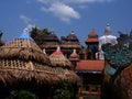 Ornate cabanas made of nipa and anahaw leaves in the traditional East Asian architecture.