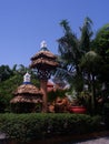 Ornate cabanas made of nipa and anahaw leaves in the traditional East Asian architecture.