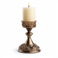 Ornate Candle Holder In Light Gold And Bronze - Playfully Ornate Design Royalty Free Stock Photo