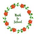 Ornate of card back to school, with border pattern of leaf flower frame. Vector Royalty Free Stock Photo