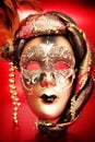 Ornate carnival mask over red background Royalty Free Stock Photo