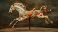 Ornate Carousel Horse in Motion Royalty Free Stock Photo