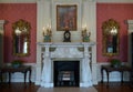 ornate carved stone fireplace