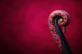 ornate carved violin scroll with red background Royalty Free Stock Photo
