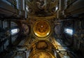 Ornate ceiling with frescoes inside Church of Gesu in Rome, Italy Royalty Free Stock Photo