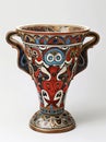 Ornate ceramic vase with intricate patterns and designs