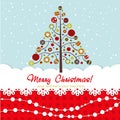 Ornate Christmas card with xmas tree