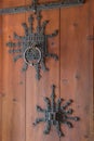 Ornate church door hardware Royalty Free Stock Photo