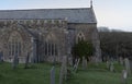 Ornate church windows and ancient grave yard